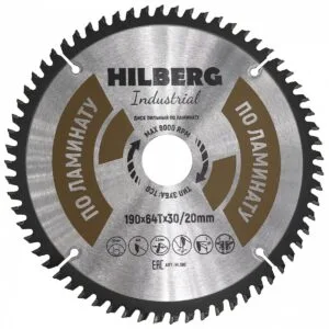 Диск пильный Hilberg Industrial Ламинат 190x30/20x64Т HL190