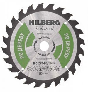 Диск пильный Hilberg Industrial Дерево 180x20/16x24Т HW180