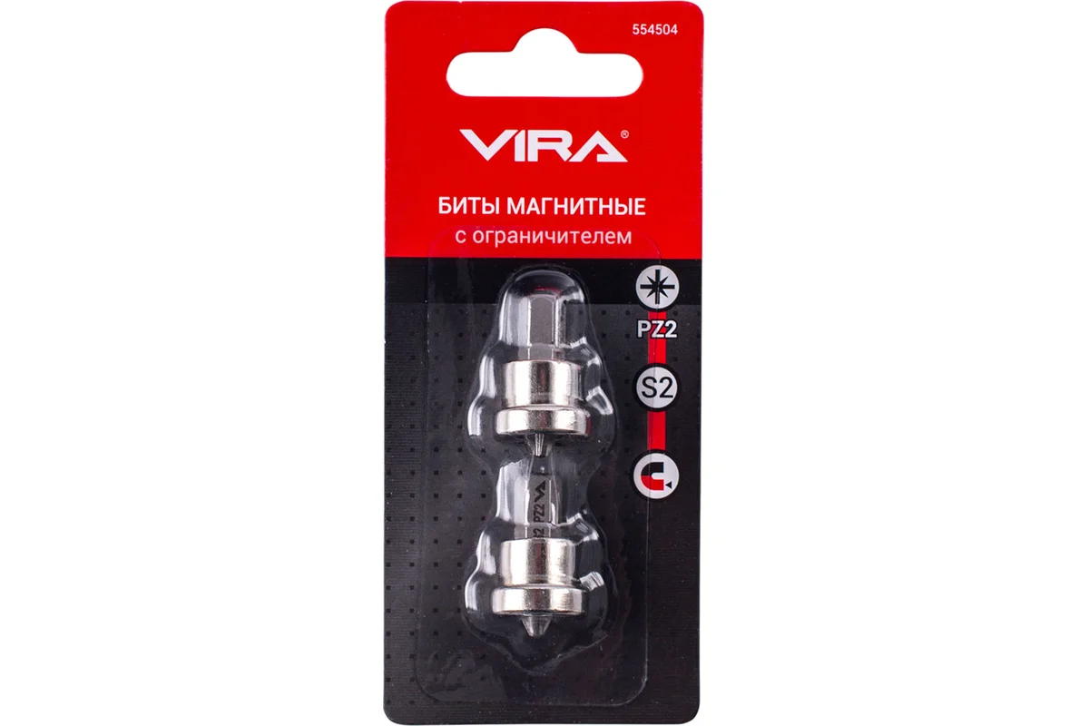 Биты магнитные с ограничителем PZ2 25 мм 2 шт VIRA 554504 — изображение 6