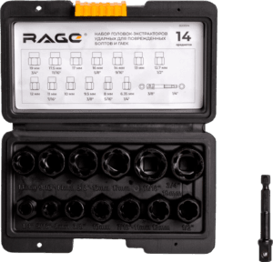 Набор головок-экстракторов ударных для поврежденных болтов и гаек 14 пр. RAGE 820514