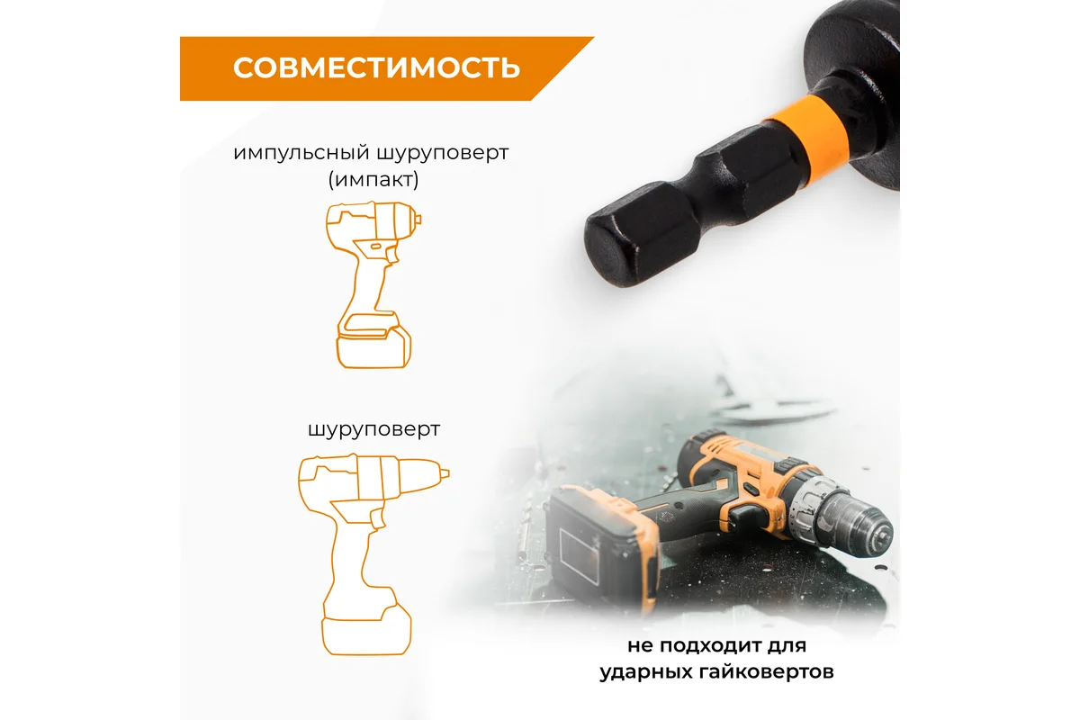 Набор адаптеров ударных торсионных для торцевых головок 3 шт RAGE 554903 — изображение 7