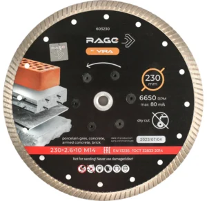 Диск алмазный 230 мм турбо с фланцем М14 Rage by VIRA 603230