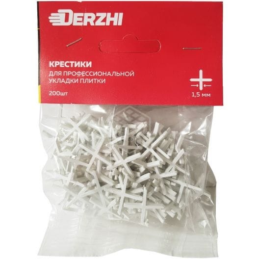 Крестики для кафеля Derzhi, пластик, 1,5 мм, 200 шт, 383-02-15