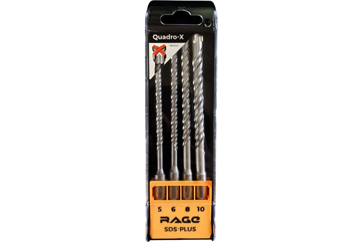 Набор буров по бетону RAGE 5,6,8,10x160 SDS-plus Quadro-X 564544 — изображение 4