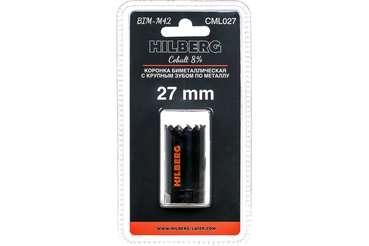 Коронка биметаллическая по металлу HILBERG 27мм, крупный зуб, Bi-Metal Cobalt 8% (М42) CML027 — изображение 4