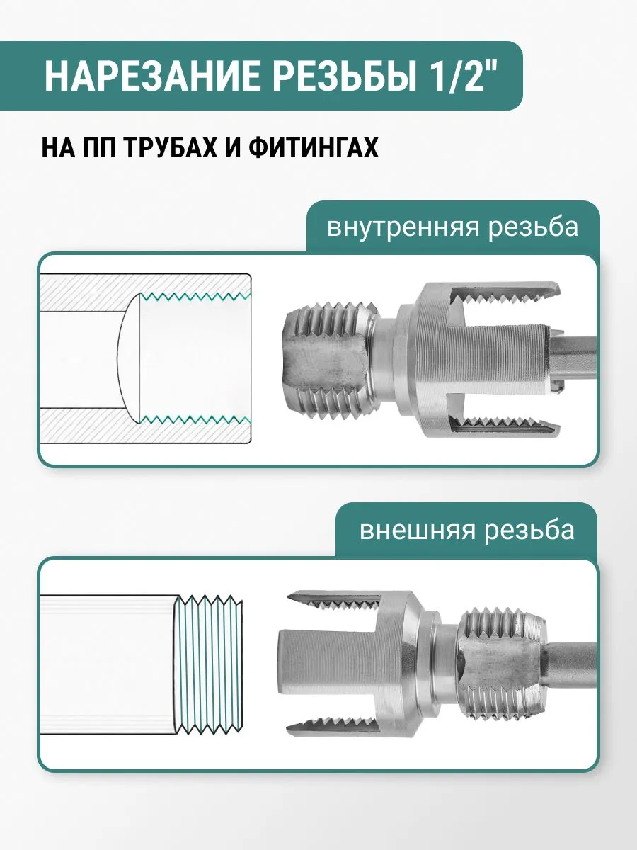 Насадка на шуруповёрт для нарезания резьбы 1/2 на полипропиленовых трубах VIRA 533001 — изображение 9